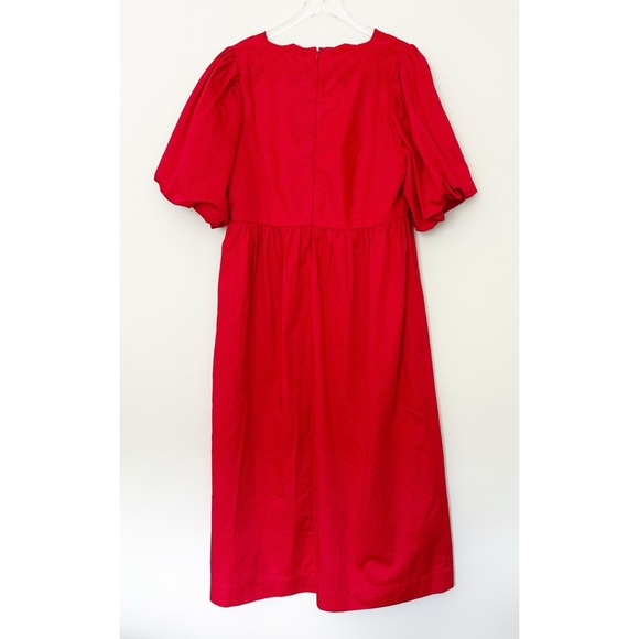 Damson Madder Aria Bow Midi Dress Red Size 16 - Picture 3 of 7